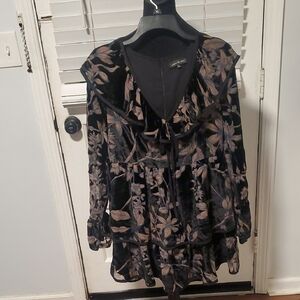 Jacquie The Label Black and Brown Floral Long Sleeve Dress